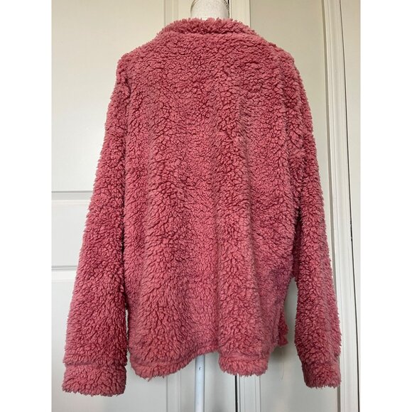 Time & Tru Pink Fuzzy Sherpa Pullover With Snowflake Size 2XL (20) Cozy Winter - Picture 2 of 8